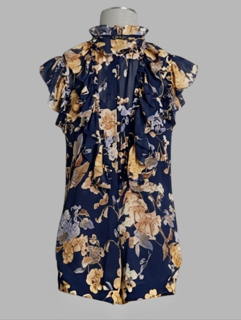 NEW Ralph Lauren Navy Floral Georgette Sleeveless Top